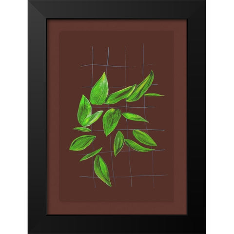 Grid leaves 3 Black Modern Wood Framed Art Print by Woelders, Tania Sloth