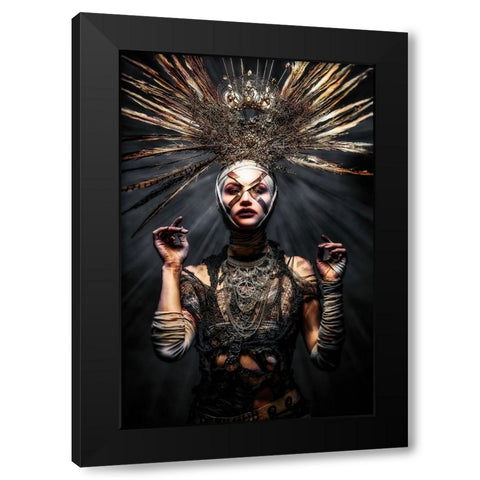 We come in peace Black Modern Wood Framed Art Print with Double Matting by Tesching, Klaus