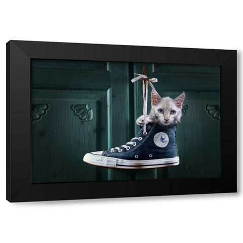 Catshoe Black Modern Wood Framed Art Print with Double Matting by Egger, Marcel