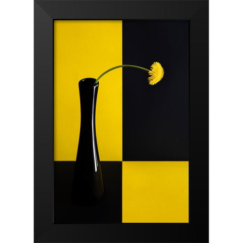 Still life with dandelion Black Modern Wood Framed Art Print by Hrabinsky, Peter