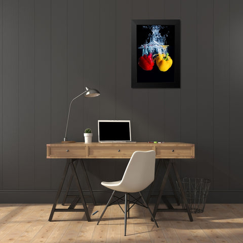 Experiment qwater and fruitq Black Modern Wood Framed Art Print by Mamangkey, Grand