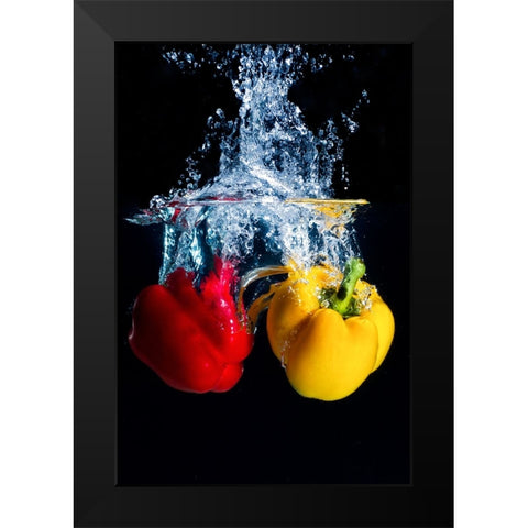 Experiment qwater and fruitq Black Modern Wood Framed Art Print by Mamangkey, Grand