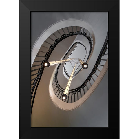 Stairs With Lights Black Modern Wood Framed Art Print by Dupont, Isabelle