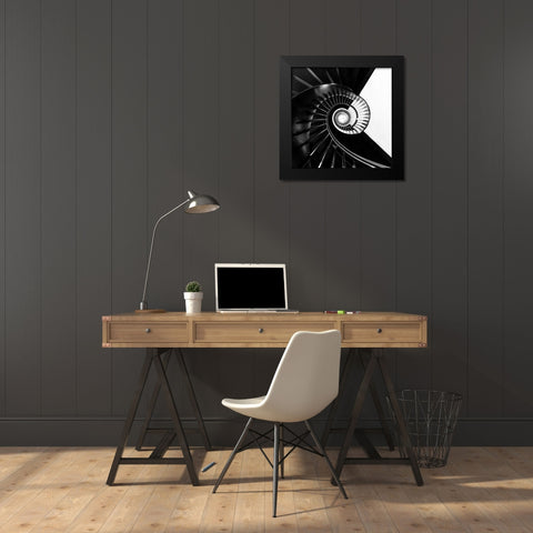 Upside Downside Black Modern Wood Framed Art Print by Wijers Smeets, Wilma