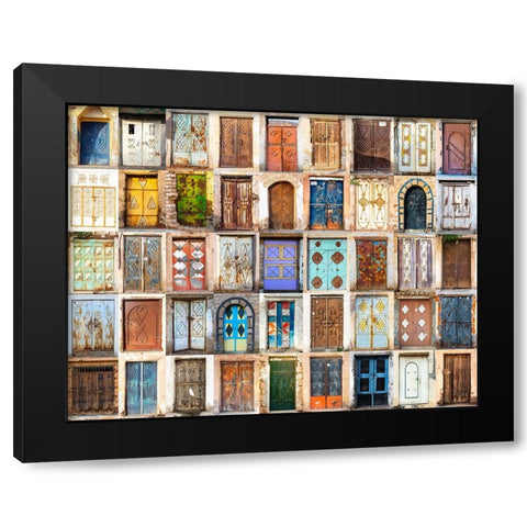 The 45 Doors Black Modern Wood Framed Art Print with Double Matting by Turkistani, Hanaa