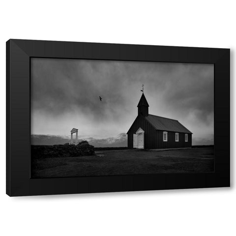 Black church Black Modern Wood Framed Art Print by Uhrin, Milan