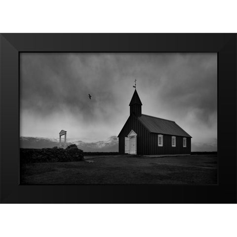 Black church Black Modern Wood Framed Art Print by Uhrin, Milan