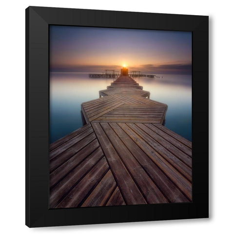 Palkway in the sun Black Modern Wood Framed Art Print by Lopez, Bartolome