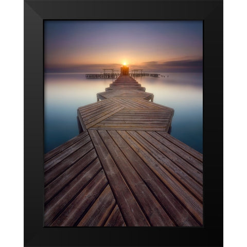 Palkway in the sun Black Modern Wood Framed Art Print by Lopez, Bartolome
