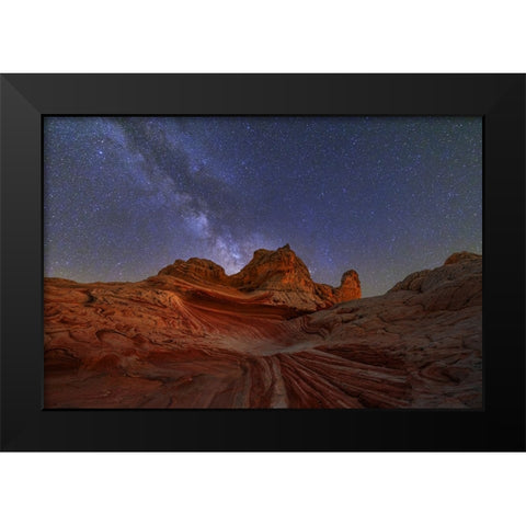 White Pocket Under Milkway Black Modern Wood Framed Art Print by pingwei pan, joy