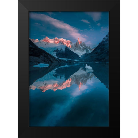 Illuminated Peaks Black Modern Wood Framed Art Print by And Hongchao, Gu