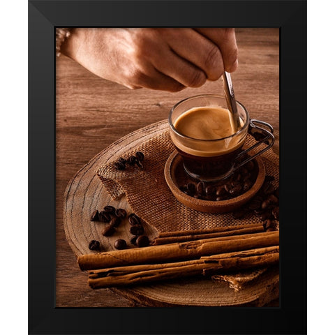 Coffe Black Modern Wood Framed Art Print by Del Puerto, Javier