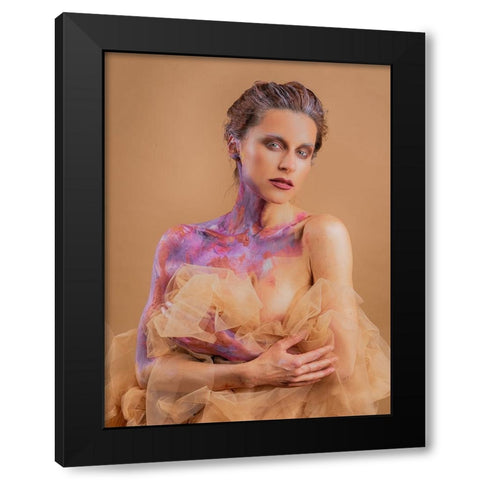Colourful Black Modern Wood Framed Art Print by Rozenberg Sherez, Ifat