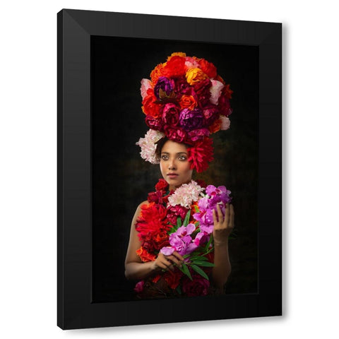 Flower Queen Black Modern Wood Framed Art Print with Double Matting by Banerjee, Nilendu