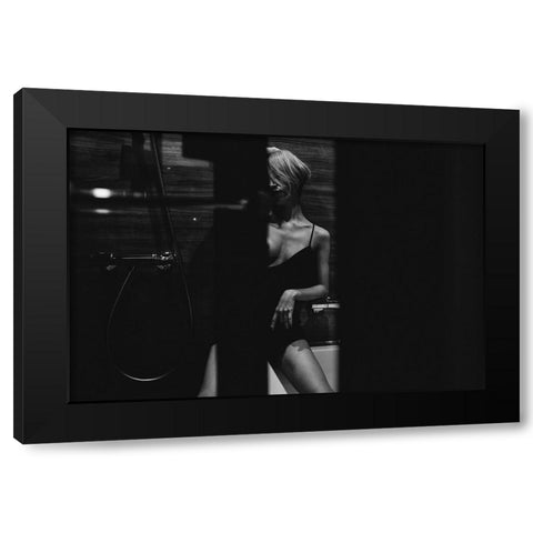 Onna Black Modern Wood Framed Art Print with Double Matting by Ishikura, Takaaki