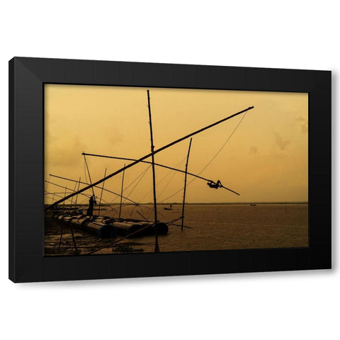 The struggle in the rain. Black Modern Wood Framed Art Print by Arifuzzaman, Md.