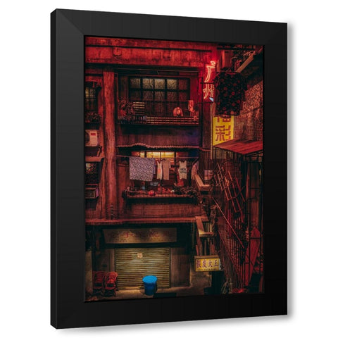 Food Market Black Modern Wood Framed Art Print by Zheng, Yuyu