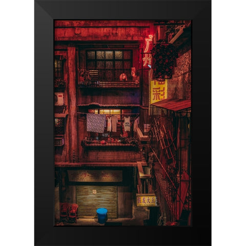 Food Market Black Modern Wood Framed Art Print by Zheng, Yuyu