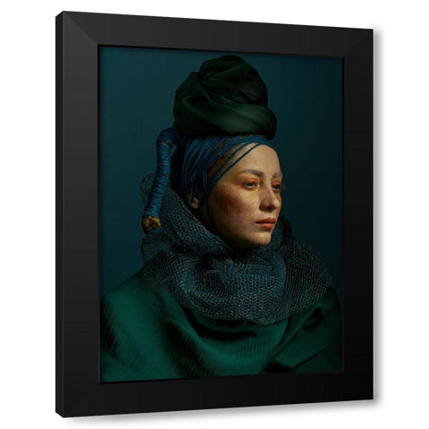 Mina Black Modern Wood Framed Art Print with Double Matting by Shiki, Shizuo