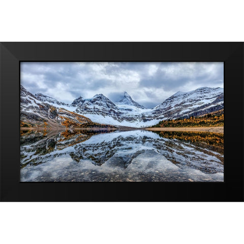 Assiniboine reflection Black Modern Wood Framed Art Print by Lin, Ning