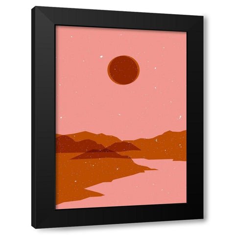 Moon  landscape Black Modern Wood Framed Art Print by NKTN