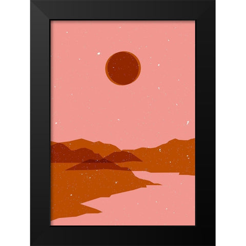 Moon  landscape Black Modern Wood Framed Art Print by NKTN
