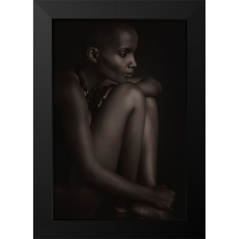 Pensive Black Modern Wood Framed Art Print by Slotboom, Jan