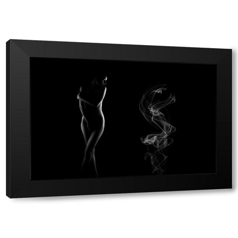 Noir Black Modern Wood Framed Art Print with Double Matting by Das, Prithul