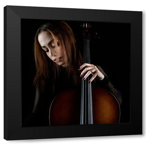Cellist Black Modern Wood Framed Art Print with Double Matting by Arabzadeh, Abbas