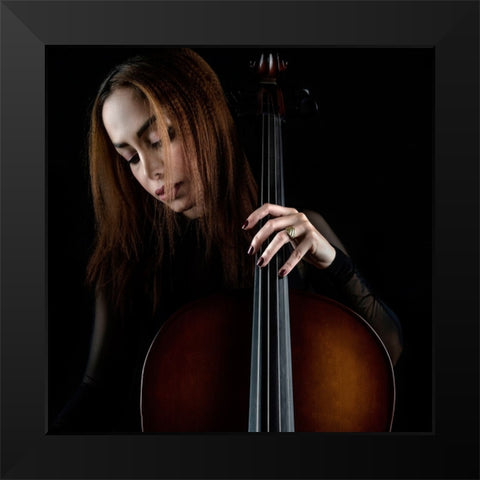 Cellist Black Modern Wood Framed Art Print by Arabzadeh, Abbas