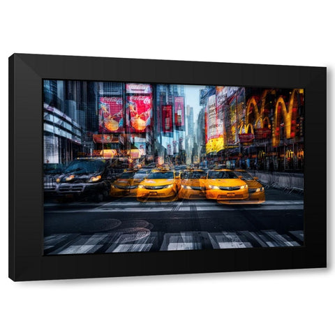 a taxi for christmas Black Modern Wood Framed Art Print by Garcia, Helena