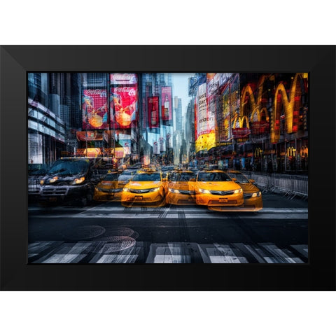 a taxi for christmas Black Modern Wood Framed Art Print by Garcia, Helena