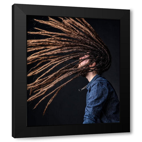 Dreadlocks Black Modern Wood Framed Art Print with Double Matting by Aminrezai, Hamid