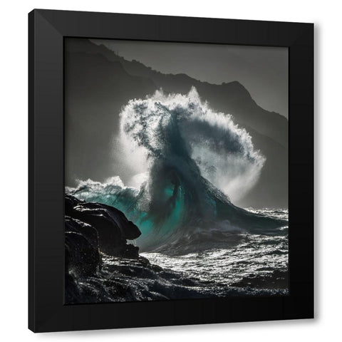 Kauai Twisted Wave Black Modern Wood Framed Art Print by Fong, Ken