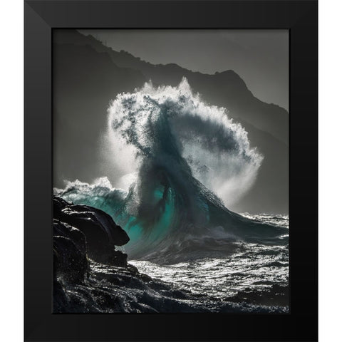 Kauai Twisted Wave Black Modern Wood Framed Art Print by Fong, Ken
