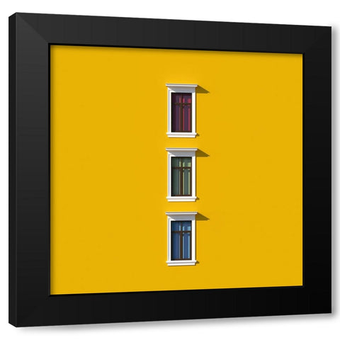 Three Windows Black Modern Wood Framed Art Print by Bunjamin (Abe), Antonyus