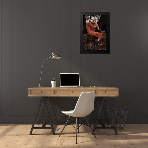 Riko Black Modern Wood Framed Art Print by Aoyama, Koichi