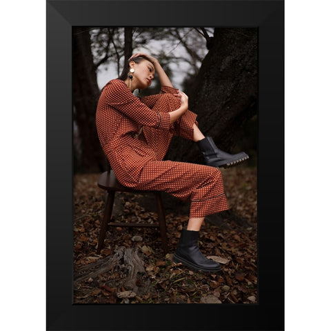 Riko Black Modern Wood Framed Art Print by Aoyama, Koichi