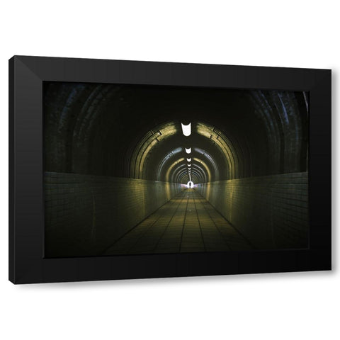 Tunnel, go ahead Black Modern Wood Framed Art Print by Kiri, Reiko