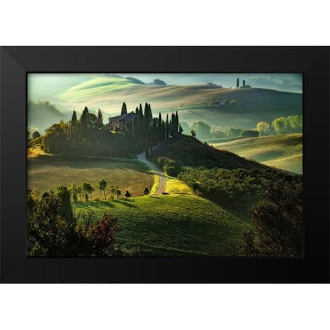 Val d Orcia Black Modern Wood Framed Art Print by Guerra, Pasquale