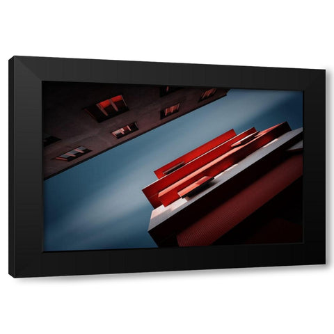 Red Black Modern Wood Framed Art Print with Double Matting by Ajkabajka