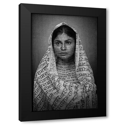 RAMNAMI TRIBAL WOMAN Black Modern Wood Framed Art Print by Bhattacharyya, Partha