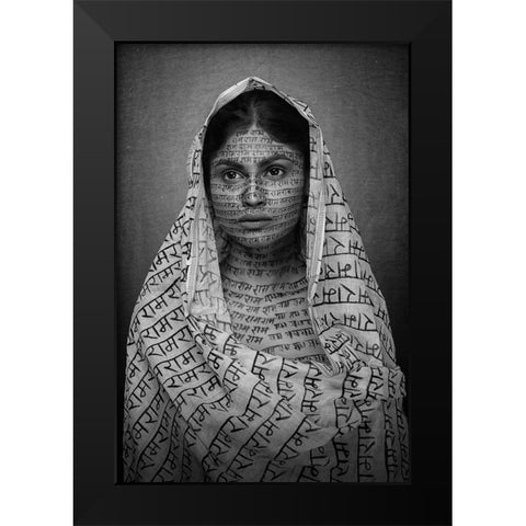 RAMNAMI TRIBAL WOMAN Black Modern Wood Framed Art Print by Bhattacharyya, Partha