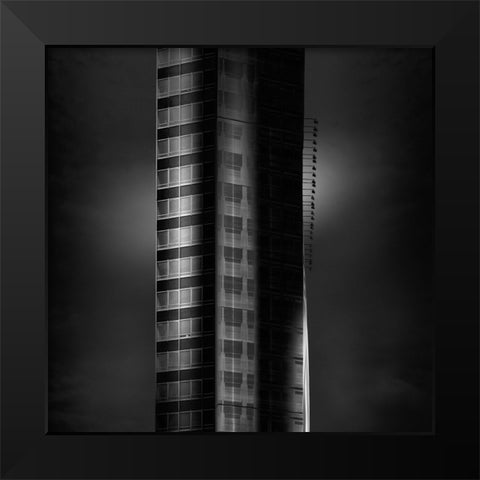 Building Black Modern Wood Framed Art Print by Di Sebastiano, Pietrino