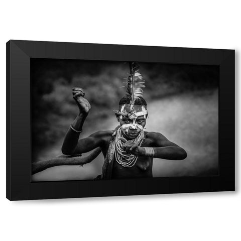 Vudu Caro Woman Black Modern Wood Framed Art Print with Double Matting by Yosifov, Svetlin