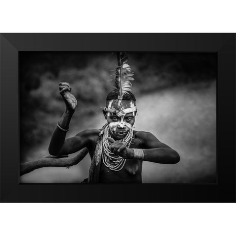 Vudu Caro Woman Black Modern Wood Framed Art Print by Yosifov, Svetlin