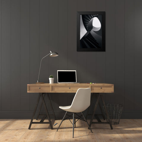Round lines Black Modern Wood Framed Art Print by Azevedo, Olavo
