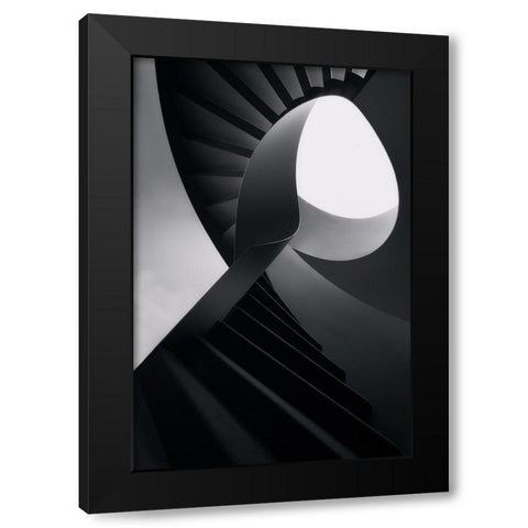 Round lines Black Modern Wood Framed Art Print by Azevedo, Olavo