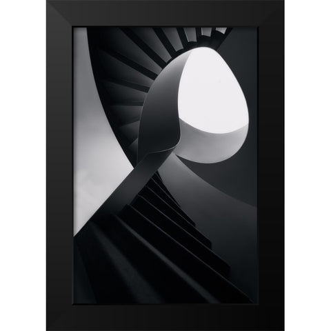 Round lines Black Modern Wood Framed Art Print by Azevedo, Olavo