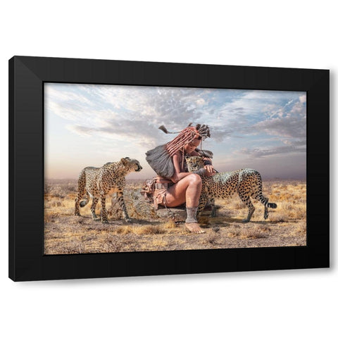 CheetahPrayer Black Modern Wood Framed Art Print by Egger, Marcel